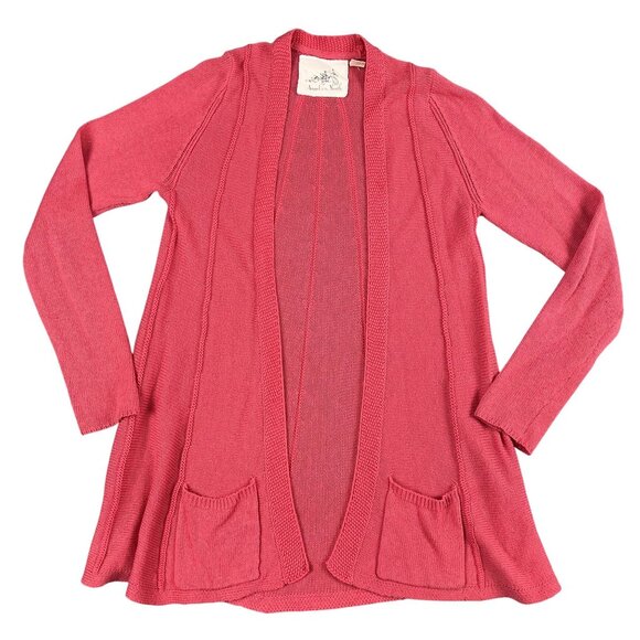 Angel of the North Anthropologie Cashmere Blend Open Knit Coral Cardigan Sz Smal - Picture 1 of 4